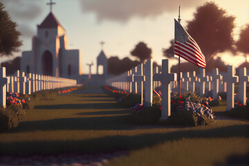 Wall Mural - illustration of funeral military ceremony USA memorial day concept.