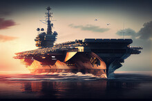Illustration Of American Battleship In Ocean Global Communications .