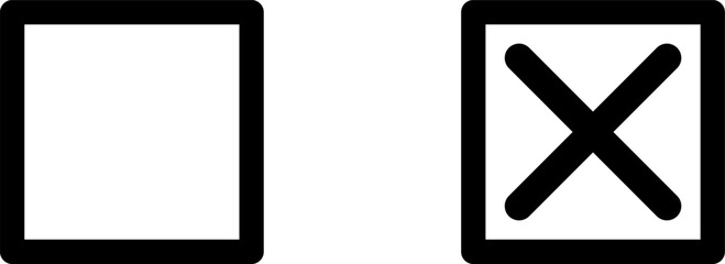 Poster - Checkbox Selection Choice Icon Set with Empty Blank Box and Box with X Cross. Vector Image.