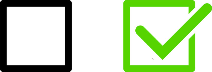 Poster - Checkbox Selection Choice Icon Set with Empty Blank Box and Box with Tick Checkmark. Vector Image.