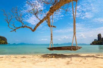Poster - Empty swing at tropical beach