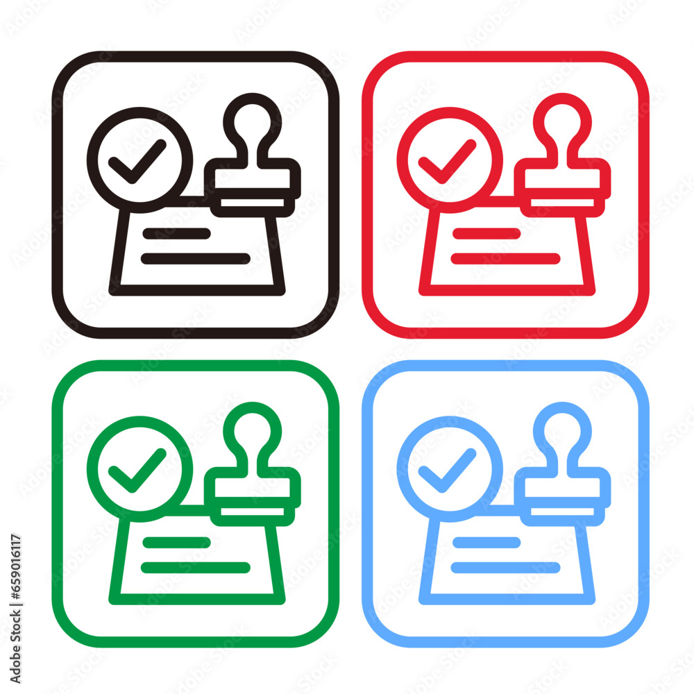 判子と書類アイコンセット Stock Vector | Adobe Stock