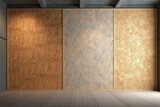 Fototapeta  - Collection of various panels: OSB, plywood, and gypsum board. 3D illustration. Generative AI