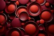 Impulsively initiate tasks, seize opportunities instantly! Chaotic arrangement of various-sized circles in maroon compels action. Generative AI