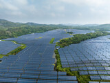 Fototapeta  - view of solar power panels on hill