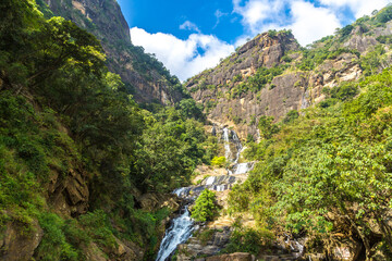 Canvas Print - Rawana waterfall in  Sri Lanka