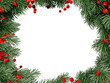 © Buffstock - Christmas frame with fir branches and berries on white background