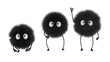Furry soot sprites family 3D Rendering