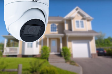 Poster - Security camera and private house on the background.