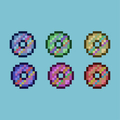 Poster - Pixel art sets of disc cassette with variation color item asset. Simple bits of disc music on pixelated style. 8bits perfect for game asset or design asset element for your game design asset.