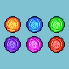 Fototapete - Pixel art sets of energy ball with variation color item asset. Simple bits of game energy ball on pixelated style. 8bits perfect for game asset or design asset element for your game design asset.