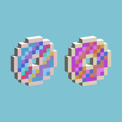 Fototapete - Isometric Pixel art 3d of cassette disc for items asset. Round disc on pixelated style.8bits perfect for game asset or design asset element for your game design asset.