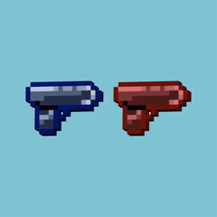Poster - Isometric Pixel art 3d of handgun for items asset. Gun handgun on pixelated style.8bits perfect for game asset or design asset element for your game design asset.