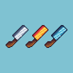 Poster - Pixel art sets of meat knife with variation color item asset. Simple bits of butcher knife tools on pixelated style. 8bits perfect for game asset or design asset element for your game design asset.