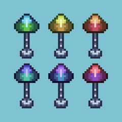 Poster - Pixel art sets of home lamp with variation color item asset. Simple bits of lamp on pixelated style. 8bits perfect for game asset or design asset element for your game design asset.
