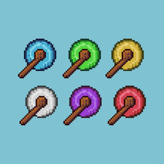 Poster - Pixel art sets of wizard staff with variation color item asset. Simple bits of magic wand weapon on pixelated style. 8bits perfect for game asset or design asset element for your game design asset.