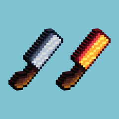 Fototapete - Isometric Pixel art 3d of butcher knife tools for items asset. Meat kitchen knife on pixelated style.8bits perfect for game asset or design asset element for your game design asset.