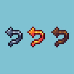 Fototapete - Pixel art sets of back sign with variation color item asset. Simple bits of gold undo sign on pixelated style. 8bits perfect for game asset or design asset element for your game design asset.