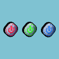 Fototapete - Isometric Pixel art 3d of shutdown sign for items asset. Shutdown sign on pixelated style.8bits perfect for game asset or design asset element for your game design asset.