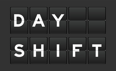 Sticker - Black color analog flip board with word day shift on gray background