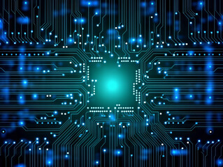 Poster - Circuit board background. Electronic computer hardware technology. Generative AI