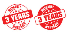 3 Years Warranty Rounded Vector Symbol Set On White Background