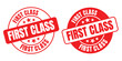 First Class rounded vector symbol set on white background