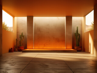 Poster - Room with a terrace and some cacti. Generative AI
