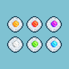 Poster - Pixel art sets of fried egg with variation color item asset. Simple bits of egg food on pixelated style. 8bits perfect for game asset or design asset element for your game design asset.