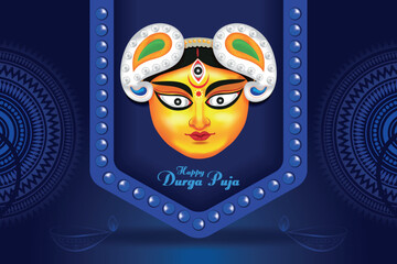 Durga maa face for Durga Puja Festival and vector Illustration