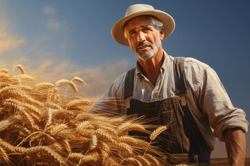 Wall Mural - farmer worked tirelessly to harvest crops from his vast fields