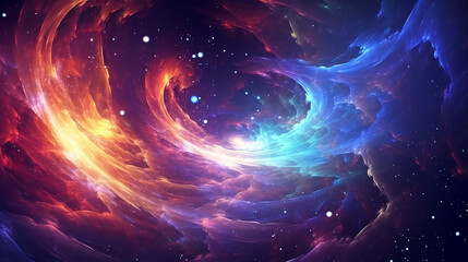 Wall Mural - enchanting fractal galaxies: vibrant space exploration with abstract light motion, seamless loop bac
