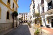 old town of Tarifa with typical white Andalusian houses, bars and restaurants, C. Sancho IV el Bravo, Costa de la Luz, Andalusia, Cádiz, Spain