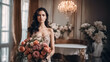 © Benedetto Riba - Luxurious fashion, a sensual woman poses with a bouquet