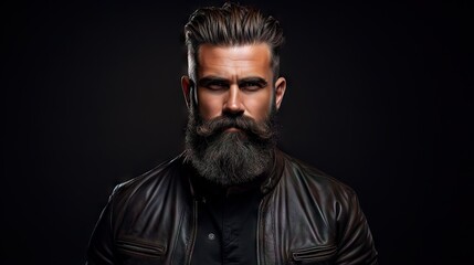 Wall Mural - Suave and Stylish Masculine Model with Lush Beard and Hair.His confident and modern style makes him the ideal model for your hair and mustache product advertisement