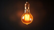© PNG - An illuminated edison light bulb on a dark background with copy space