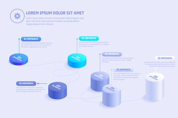 Wall Mural - 3D Isometric Perspective Infographic. Presentation slide template. Step options. Chart concept. Can be used for workflow layout, diagram, banner, web design. Vector illustration