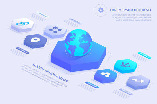 3D Isometric Perspective Infographic. Presentation slide template. Step options. Chart concept. Can be used for workflow layout, diagram, banner, web design. Vector illustration
