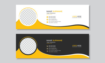 Wall Mural - Professional minimalist email signature or email footer template design set, modern clean standard e signature design, multipurpose business promotion ads vector banner layout with place for photo