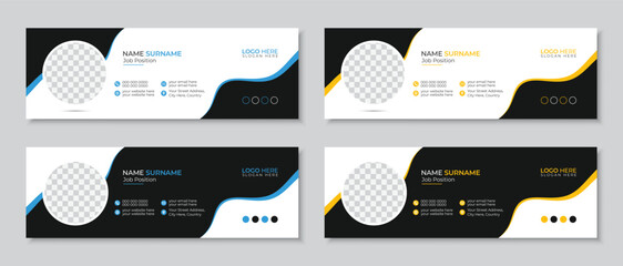 Wall Mural - Modern and creative stylish professional email signature or email footer design bundle, multipurpose standard business promotion editable e signature vector layout set with author photo place