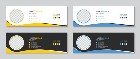 Wall Mural - Modern and minimal personal business email signature or email footer design with photo place for author, professional promotional simple e signature, standard email design bundle set