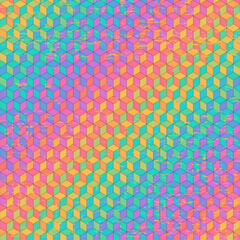 Poster - Geometric seamless pattern of a cubes in low poly style. Cubes style diagonal gradient.