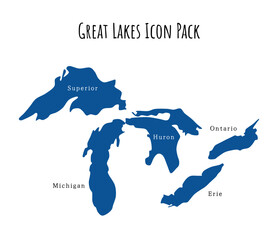 Sticker - great lakes midwest map graphic pack lake superior lake michigan lake erie lake ontario lake huron