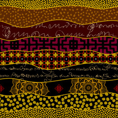 Poster - Grunge Geometric Vector Seamless Pattern made in ethnic style. African traditional design. Creative boho pattern.