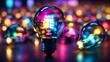 © FarukPhotography - Vibrant Array of Multicolored Light Bulbs on Transparent Glass.