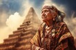© juliars - Monumental Aztec old woman pyramid. Tourist sacred. Generate AI