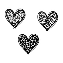 Heart Svg Bundle, Cheetah Love Pattern Svg, Zebra Love Pattern Svg, Giraffe Love Pattern Svg, Svg Files For Cricut, Silouhette, Svg, Png