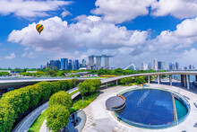 Colorful Balloon With Cityscape View Of Singapore From Marina Barrage Park Singapore