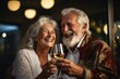 Golden-age couple celebrating, toast in hand - Cheers - AI Generated