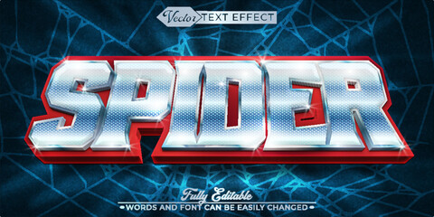 Cartoon Shiny Spider Vector Editable Text Effect Template